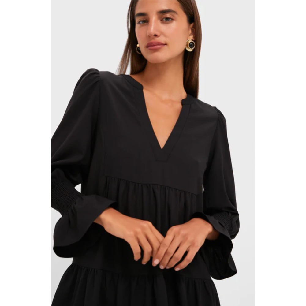 Tuckernuck Black Crepe Kenzo Long Sleeve Dress - Picture 4 of 10